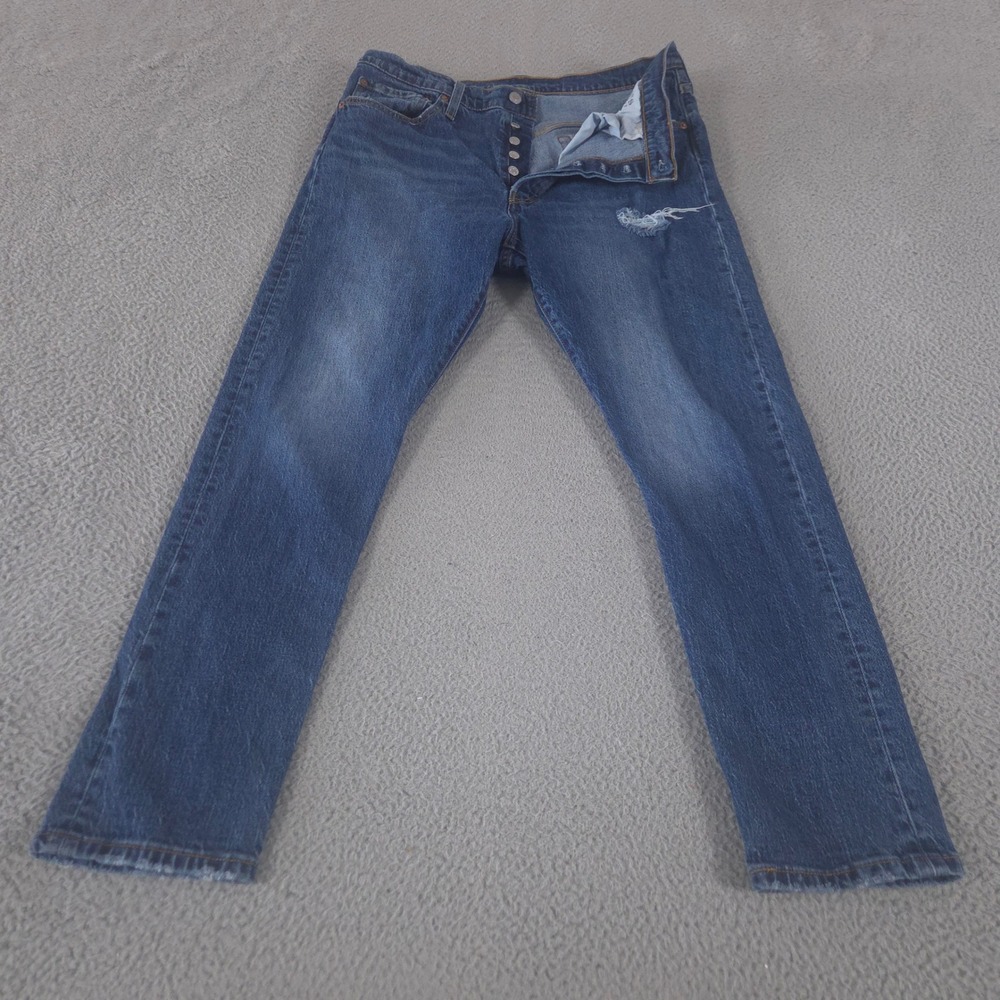 Levi's Jeans Mens 33x30 Blue 501 Skinny Leg Distressed‎ Button Fly Denim Preppy
